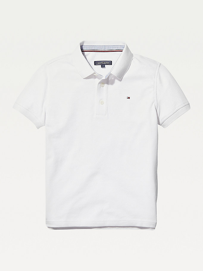 Tommy Hilfiger Organic Bomull Polo T Skjorte Gutt Hvite | NHGPRV-635