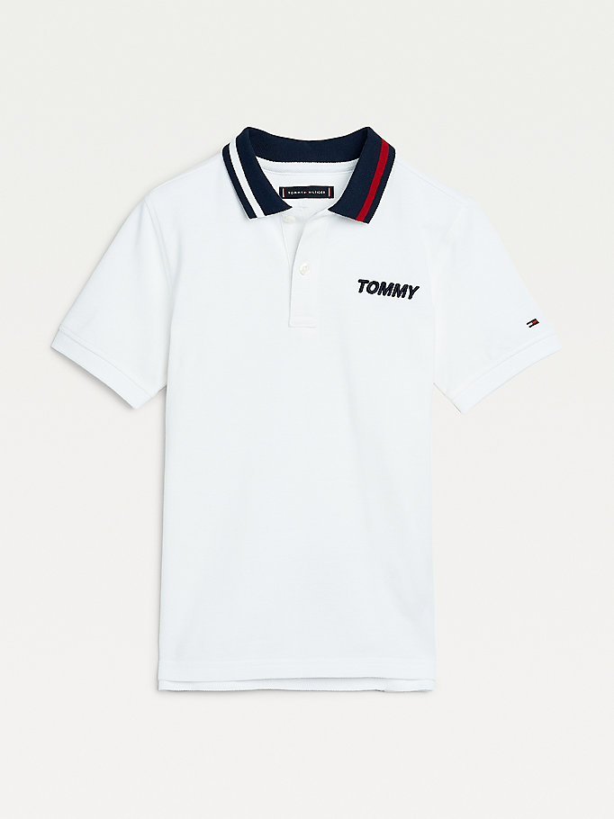 Tommy Hilfiger Organic Bomull Polo T Skjorte Gutt Hvite | ZNTWHK-341