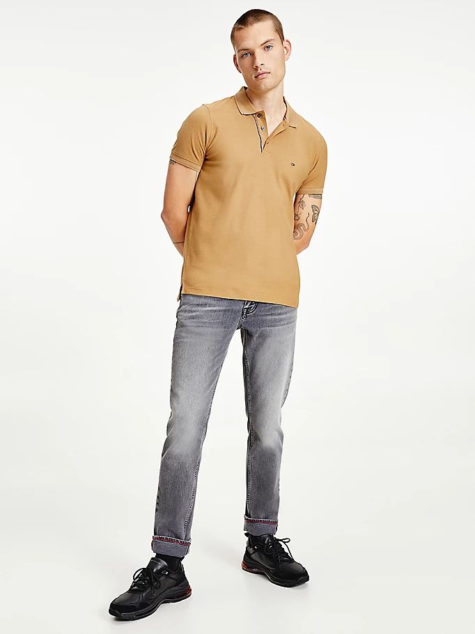 Tommy Hilfiger Organic Bomull Slim Fit Polo T Skjorte Herre Brune | VHXTNU-479