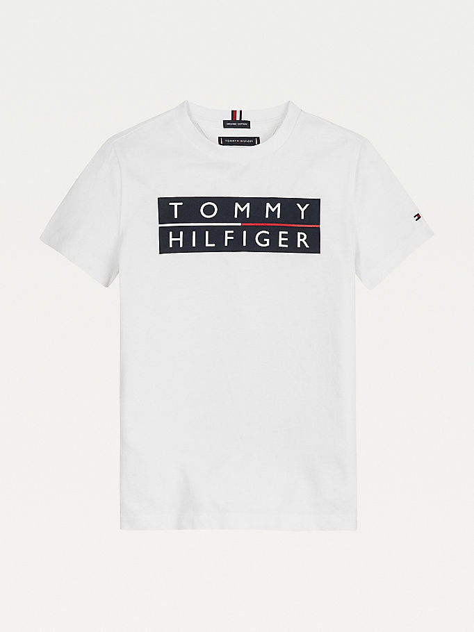 Tommy Hilfiger Organic Bomull Statement Logo T-skjorte Gutt Hvite | LDNAOZ-857