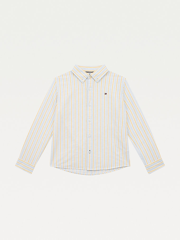 Tommy Hilfiger Organic Bomull Stripe Skjorte Gutt Blå | RGSJKV-938