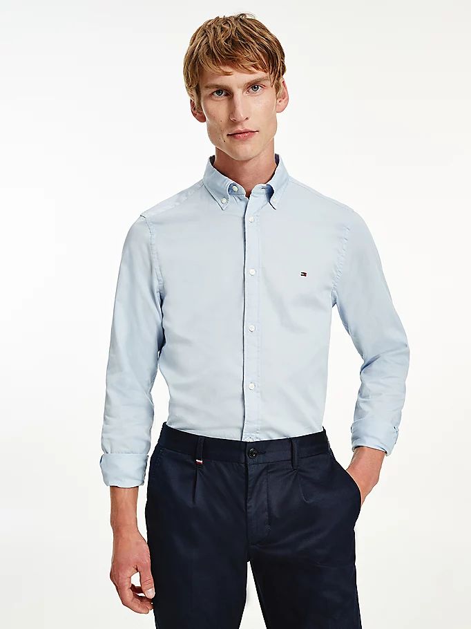 Tommy Hilfiger Organic Bomull Twill Slim Fit Skjorte Herre Blå | SIQECU-871