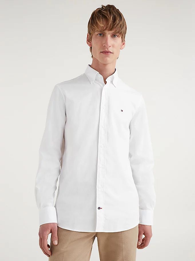 Tommy Hilfiger Organic Oxford Bomull Skjorte Herre Hvite | DGAMZF-591