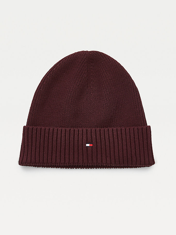 Tommy Hilfiger Pima Bomull Cashmere Cuffed Beanie Hatt Herre Rød | IYNABX-018