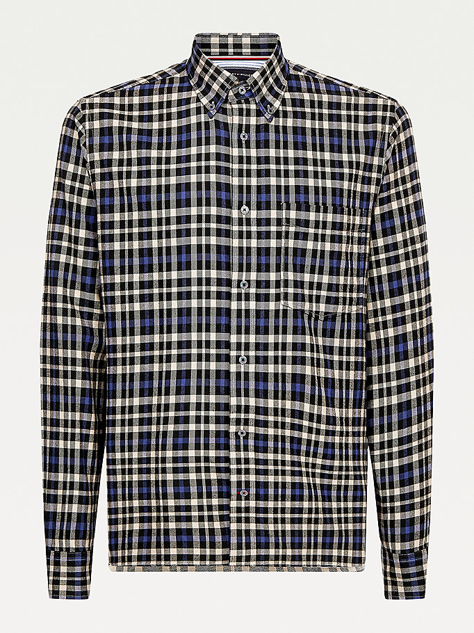 Tommy Hilfiger Plaid Check Regular Fit Skjorte Herre Svarte | BTPVNG-685