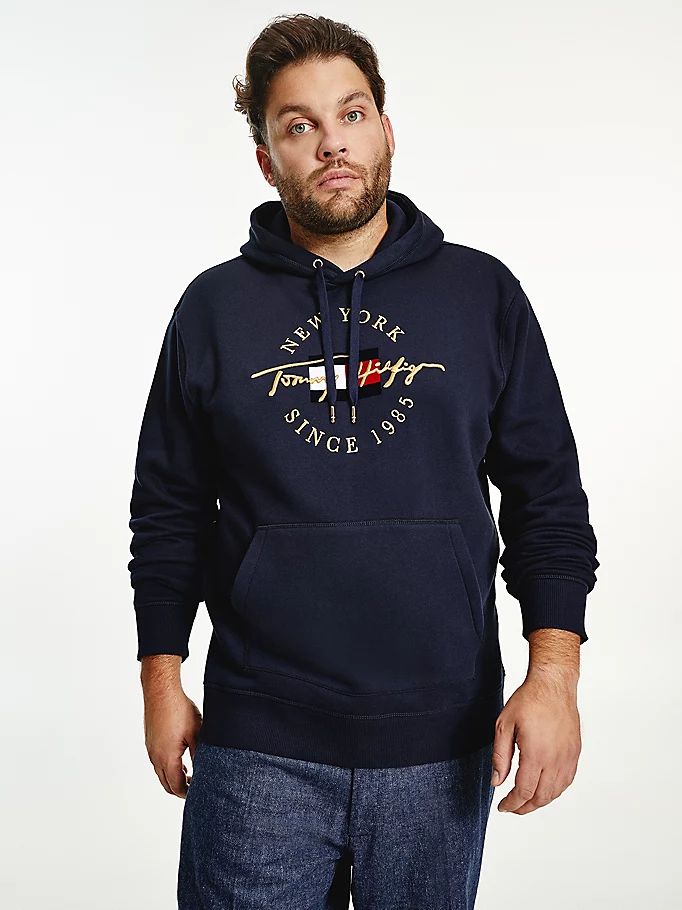 Tommy Hilfiger Plus Icons Logo Fleece Hettegensere Herre Blå | DGIEYB-764