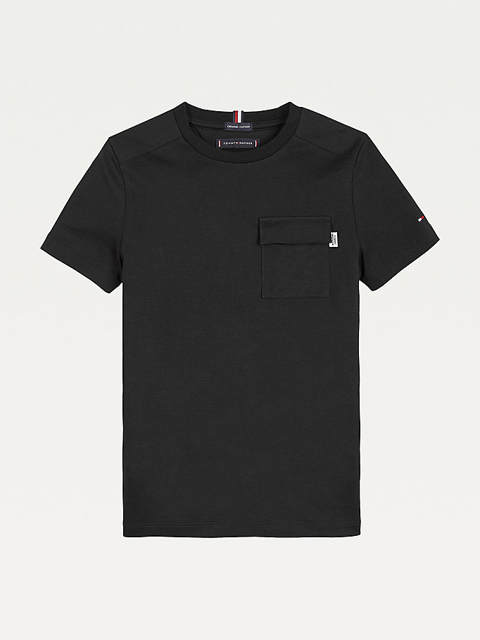 Tommy Hilfiger Pocket Organic Bomull T-skjorte Gutt Svarte | QTRIAD-140