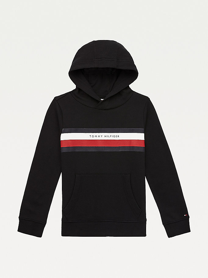 Tommy Hilfiger Pure Bomull Signature Detail Hettegensere Gutt Svarte | HSRKNB-361