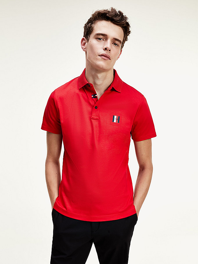 Tommy Hilfiger Pure Bomull Slim Fit Polo T Skjorte Herre Rød | KDPLWS-375