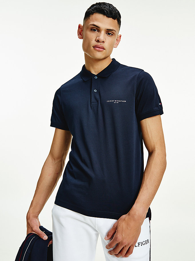 Tommy Hilfiger Pure Bomull Slim Fit Polo T Skjorte Herre Blå | SWEVKZ-917