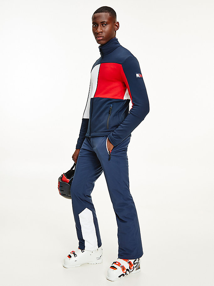 Tommy Hilfiger Rossignol Colour-Blocked Zip-Thru Base Layer Hettegensere Herre Blå | KCOIEX-568