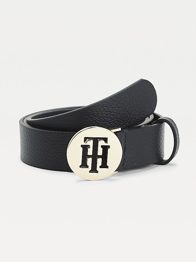 Tommy Hilfiger Round Spenne Monogram Lær Belte Dame Blå | YOMPNF-476