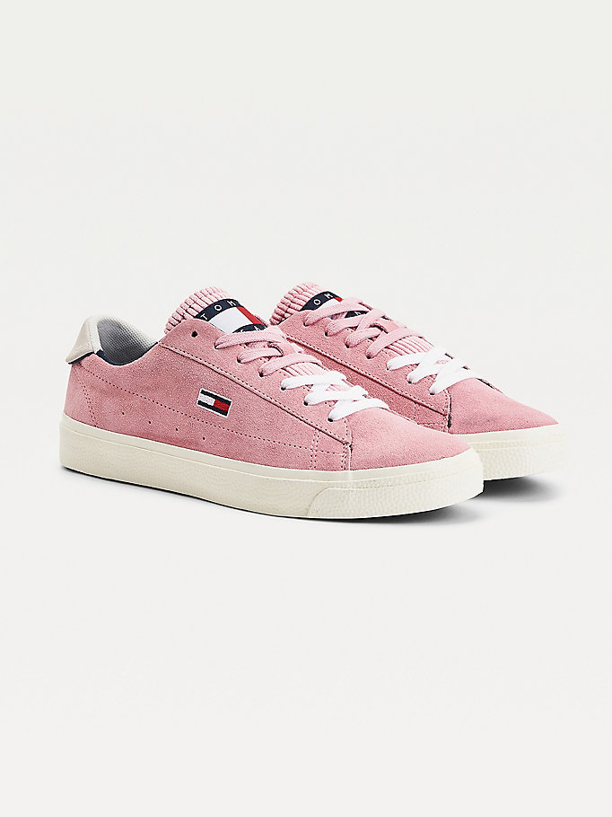 Tommy Hilfiger Semsket Skinn Low- Vulcanised Joggesko Dame Rosa | NCZAKI-027