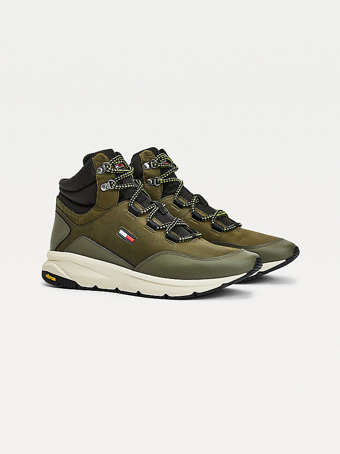 Tommy Hilfiger Semsket Skinn Outdoor Snørestøvletter Herre Khaki | KFDLBX-105