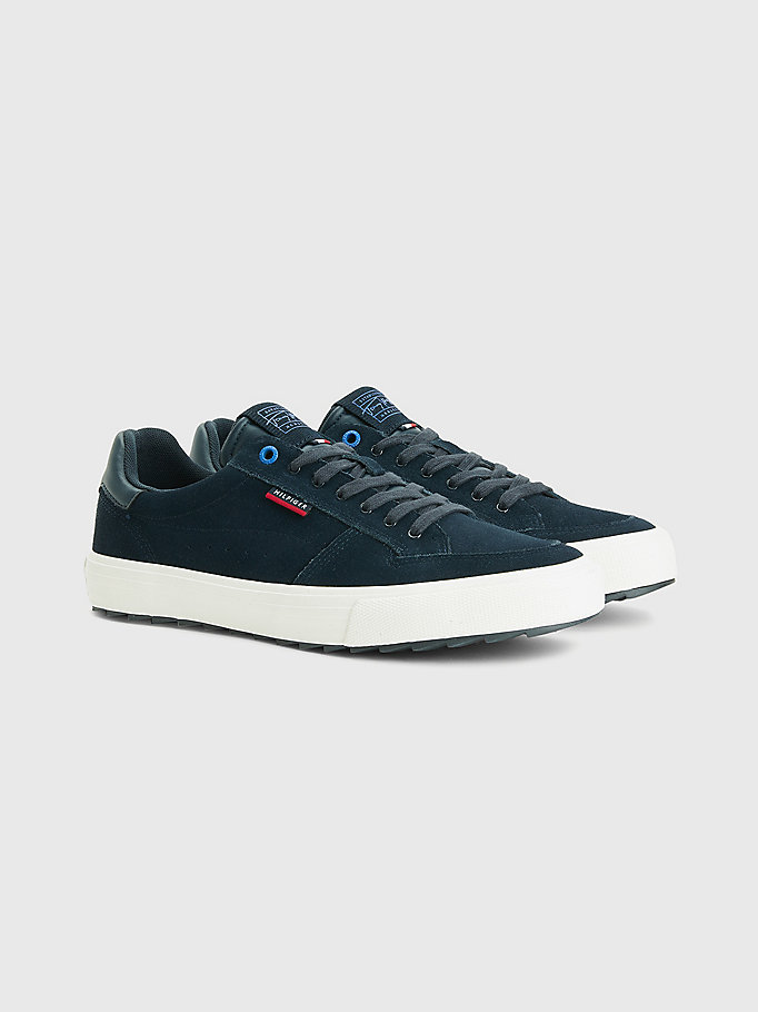 Tommy Hilfiger Semsket Skinn Vulcanised Joggesko Herre Blå | JMUKCA-476