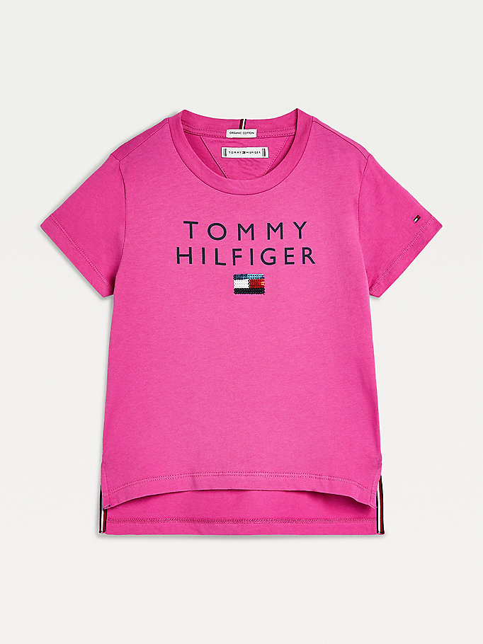 Tommy Hilfiger Sequin T-skjorte Jente Lilla | ZNYDQV-340