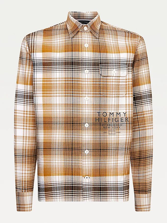 Tommy Hilfiger Shadow Check Relaxed Fit Over Skjorte Herre Brune | EJSFPX-297