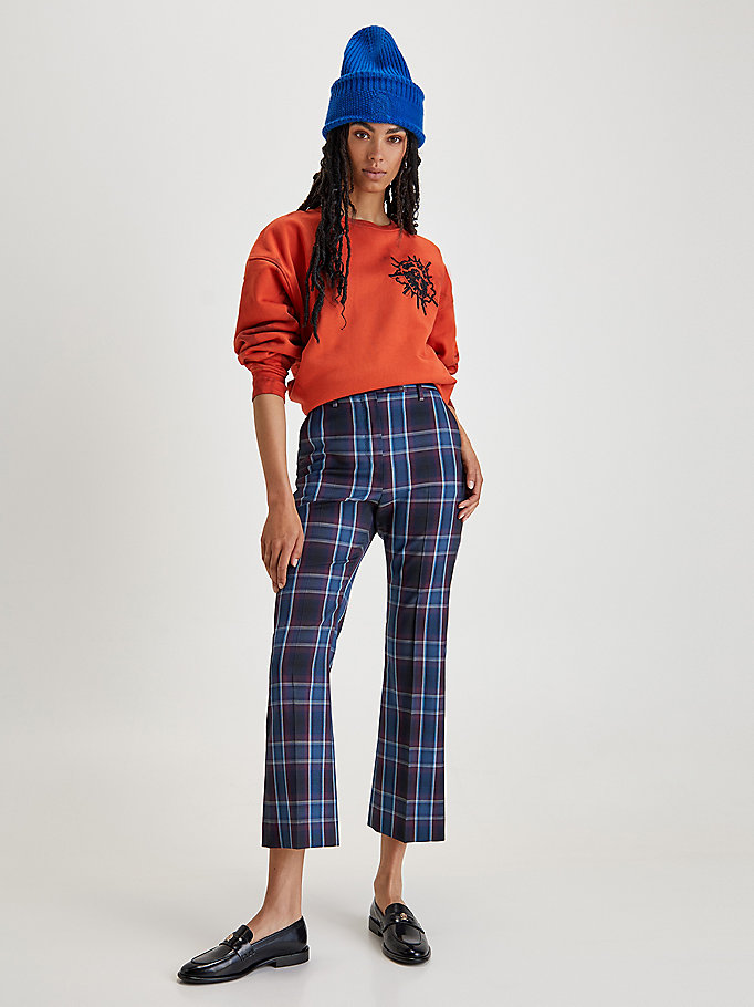 Tommy Hilfiger Shadow Check Tailored Bukser Dame Rød | BDAWFP-701