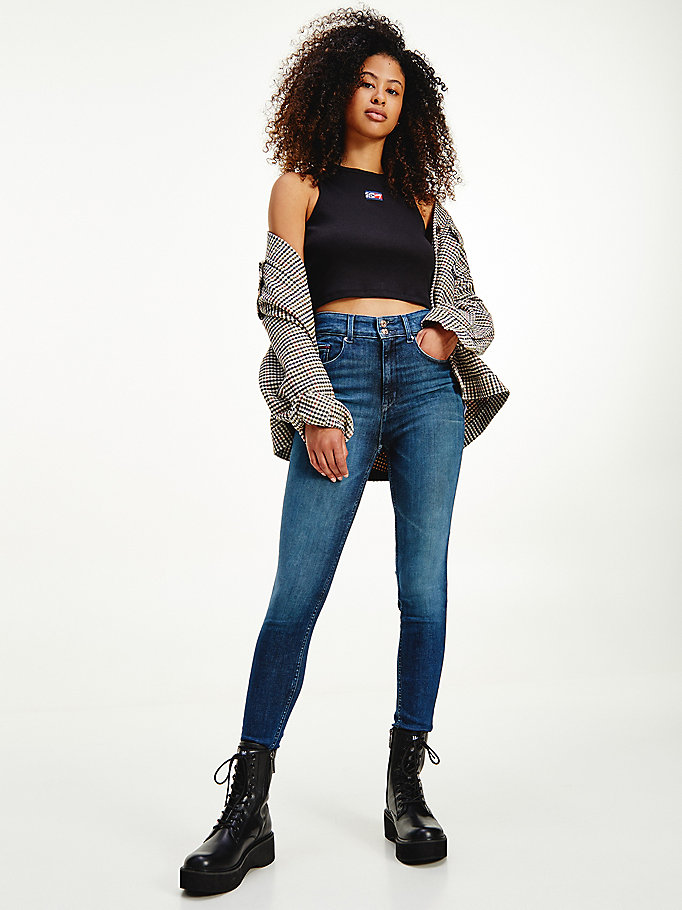 Tommy Hilfiger Shape High Rise Skinny Jeans Dame Blå | UKQRBJ-376