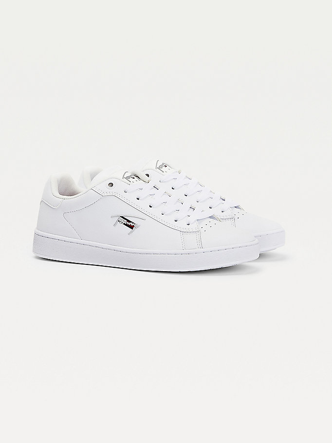 Tommy Hilfiger Signature Logo Cupsole Joggesko Dame Hvite | SZHBOC-160