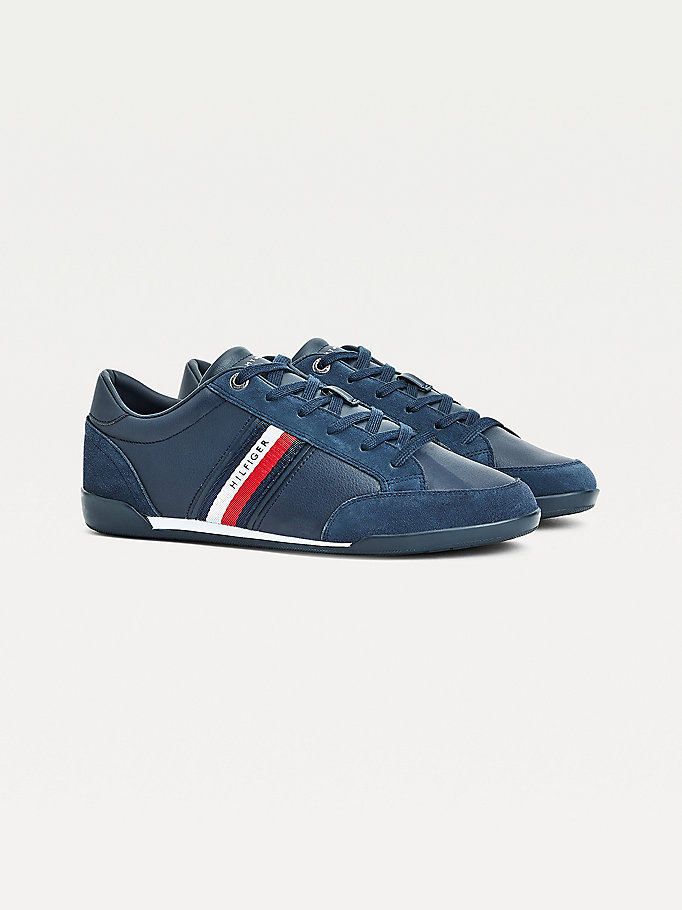 Tommy Hilfiger Signature Mixed Panel Lær Joggesko Herre Blå | UORLGB-710