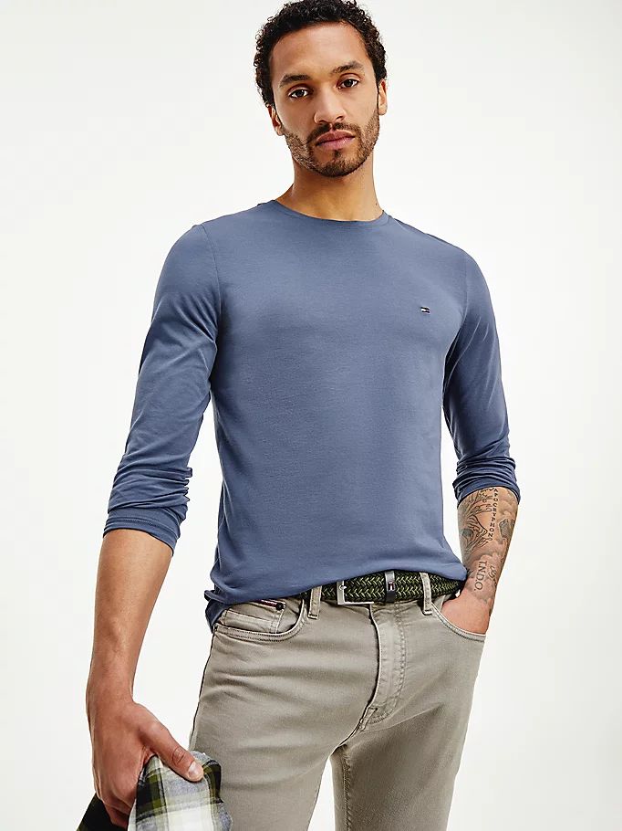 Tommy Hilfiger Slim Fit Long Sleeve T-skjorte Herre Blå | BLRJFK-196