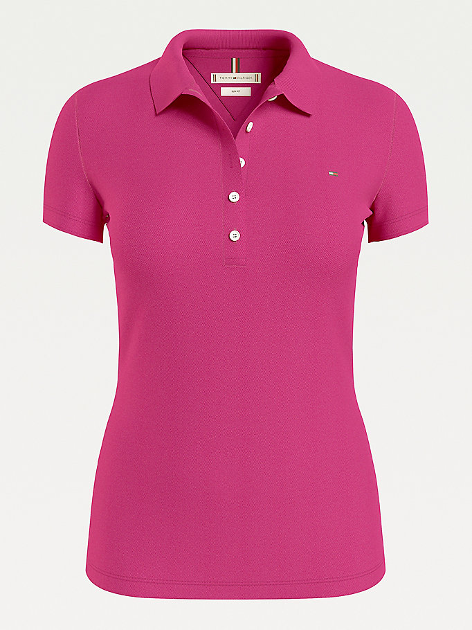 Tommy Hilfiger Slim Fit Polo T Skjorte Dame Rød | YWFXRZ-349