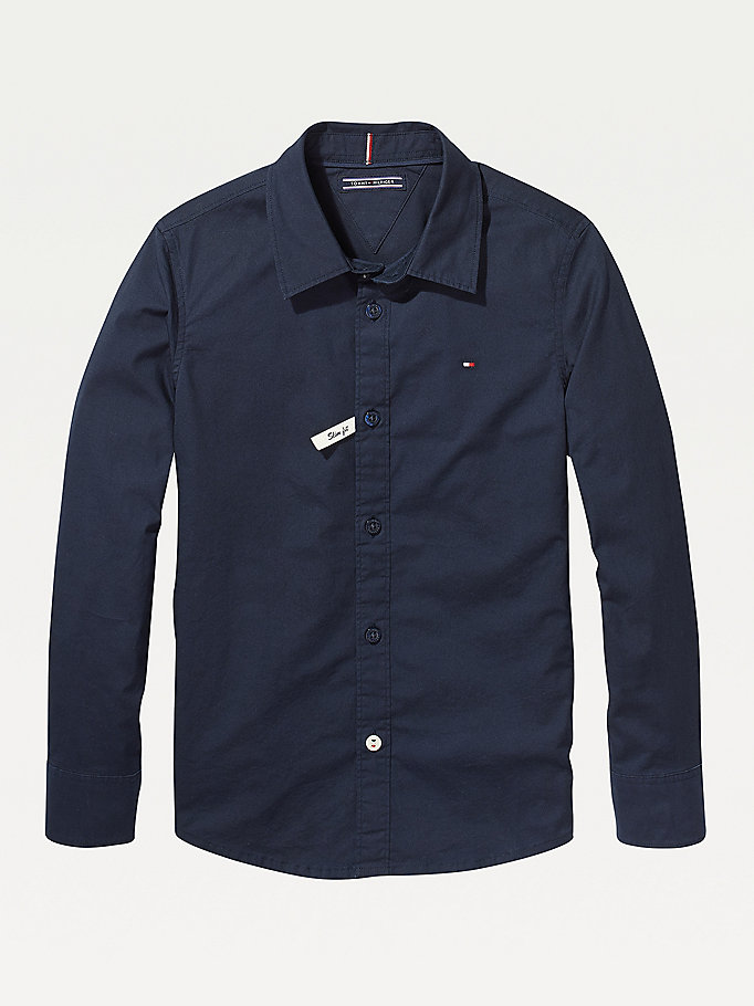 Tommy Hilfiger Slim Fit Stretch Skjorte Gutt Blå | WACDGB-590