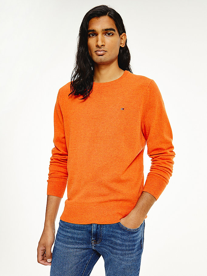 Tommy Hilfiger Soft Merino Wool Crew Neck Gensere Herre Oransje | DFPMOS-319