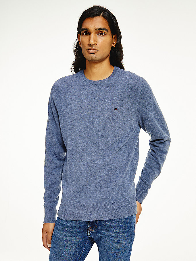 Tommy Hilfiger Soft Merino Wool Crew Neck Gensere Herre Blå | WXFEZT-389