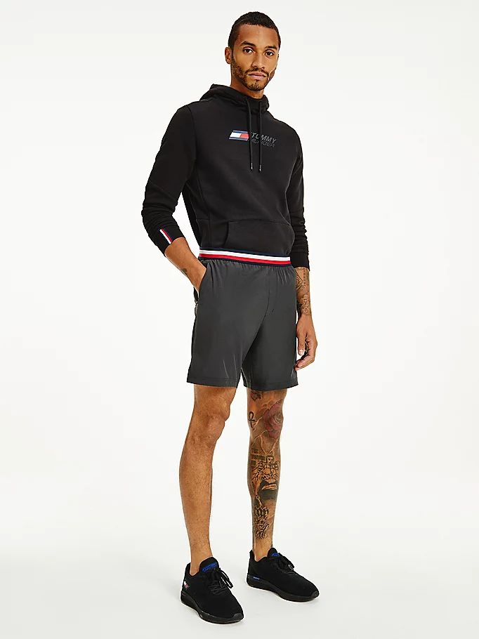 Tommy Hilfiger Sports Signature Tape Recycled Shorts Herre Svarte | HPDEWL-189