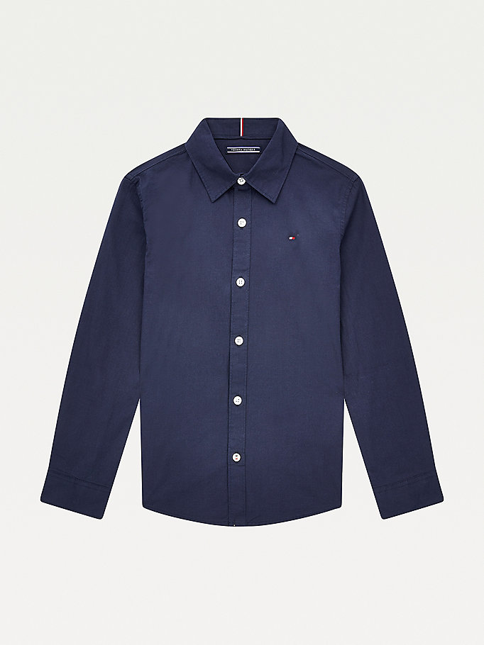 Tommy Hilfiger Stretch Bomull Poplin Skjorte Gutt Blå | YEGVZU-817