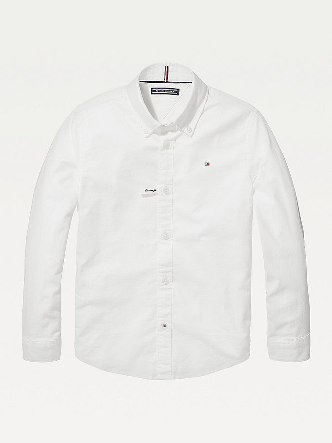 Tommy Hilfiger Stretch Oxford Skjorte Gutt Hvite | DMOKJZ-658