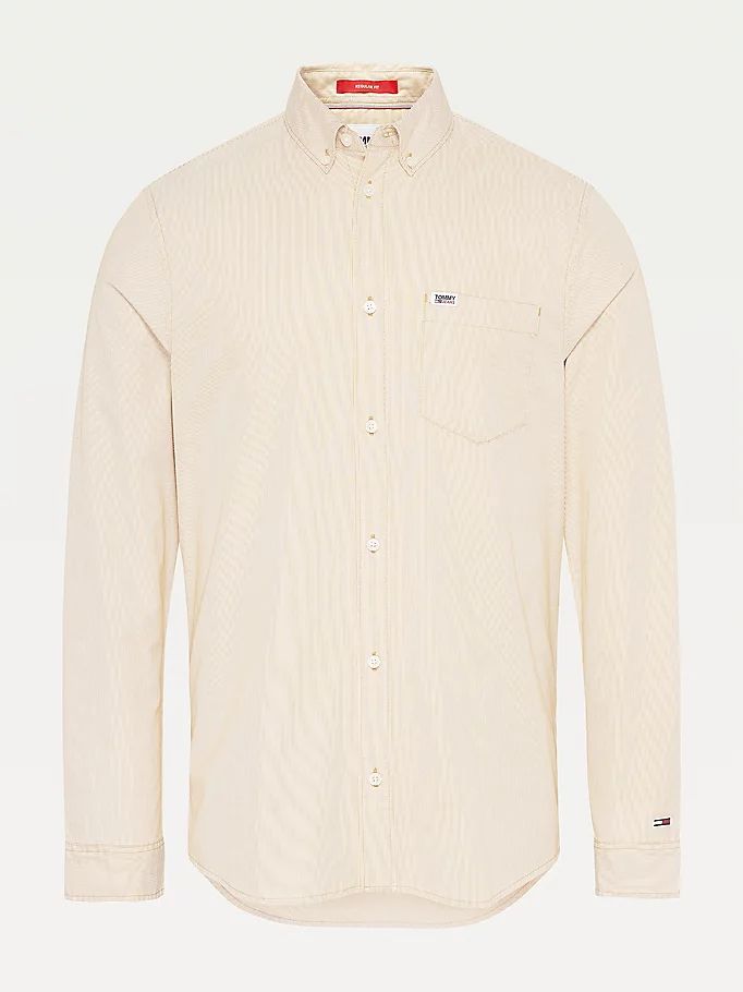 Tommy Hilfiger Stripe Organic Bomull Skjorte Herre Gull | OPHTQR-785