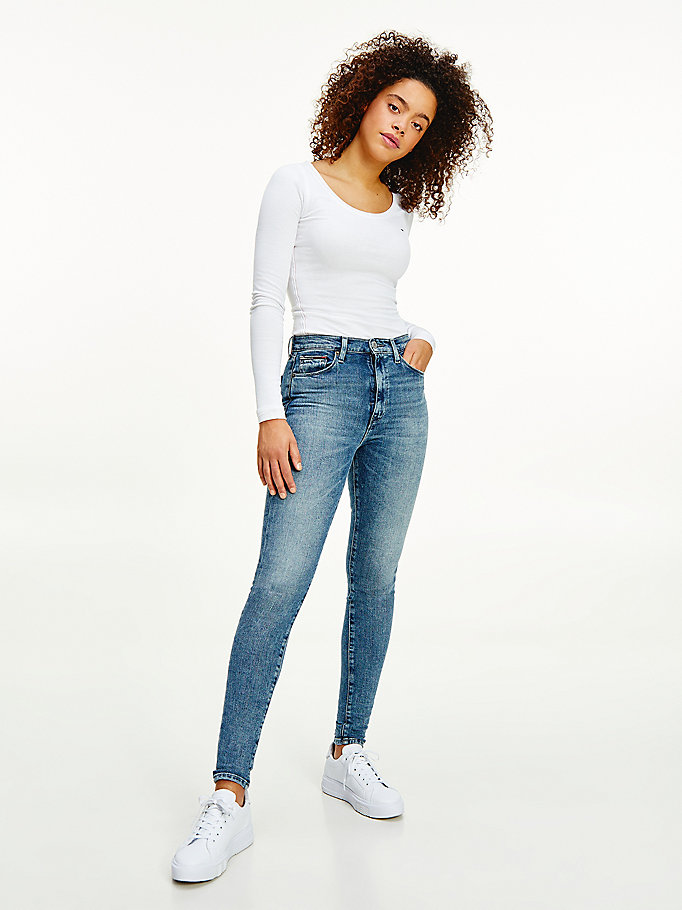 Tommy Hilfiger Sylvia High Rise Skinny Jeans Dame Blå | WOSCJR-814