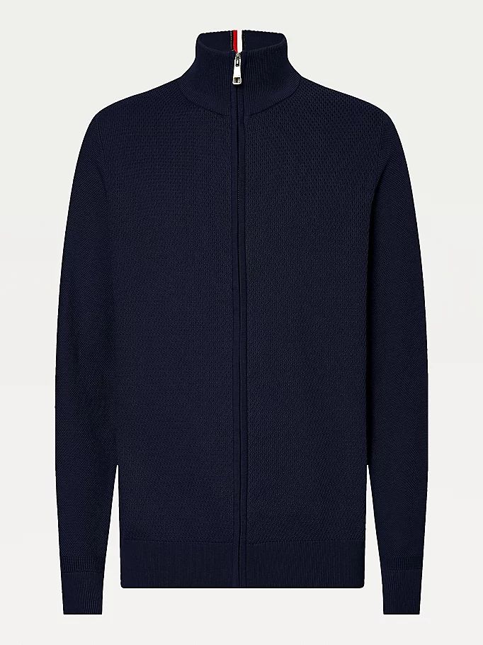 Tommy Hilfiger Textured Zip-Thru Gensere Herre Blå | NEZSOA-860