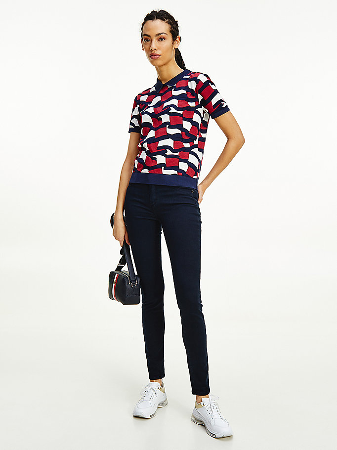 Tommy Hilfiger Th Cool Keyhole Polo T Skjorte Dame Blå | AZJTWI-391