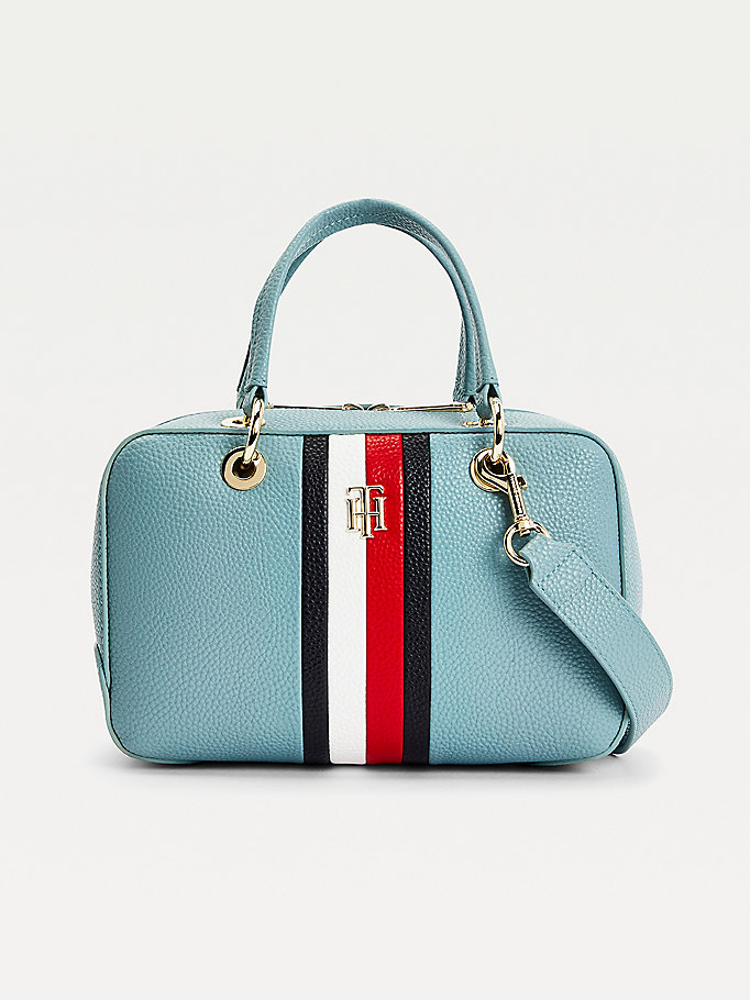 Tommy Hilfiger Th Essence Signature Medium Satchel Bag Dame Blå | IZJBGV-274