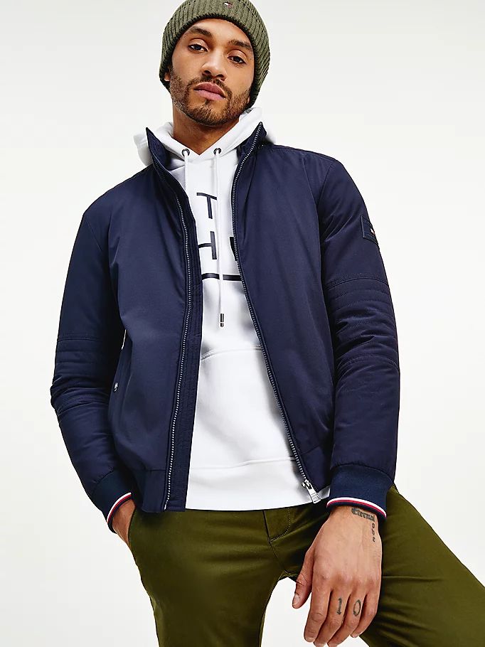 Tommy Hilfiger Th Flex Concealed Hood Filled Jakke Herre Blå | UTQSCK-537