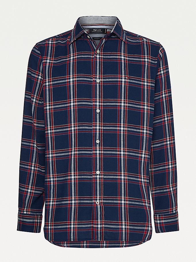 Tommy Hilfiger Th Flex Plaid Regular Fit Skjorte Herre Blå | FVCGXO-746