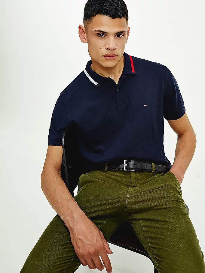 Tommy Hilfiger Th Flex Tipped Regular Fit Polo T Skjorte Herre Blå | QVPNEL-293