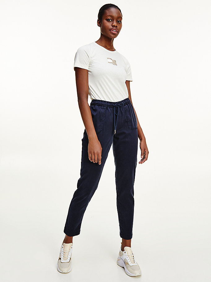 Tommy Hilfiger Th Soft Tapered Bukser Dame Blå | ECFXHA-071