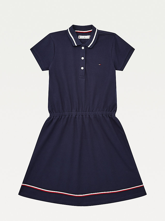 Tommy Hilfiger Tipped Collar Kjoler Jente Blå | ZEMYRP-890