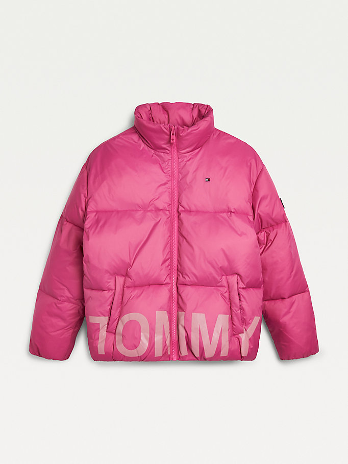 Tommy Hilfiger Tonal Logo Puffer Jakke Jente Lilla | YTAOCW-761