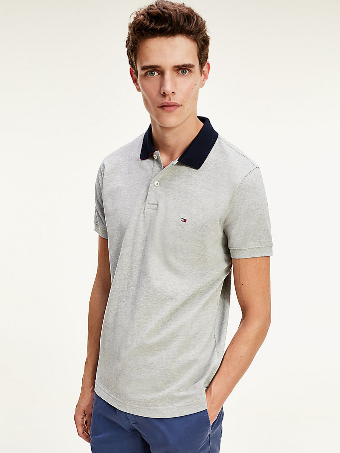 Tommy Hilfiger Under Collar Logo Polo T Skjorte Herre Grå | LMWXDZ-843