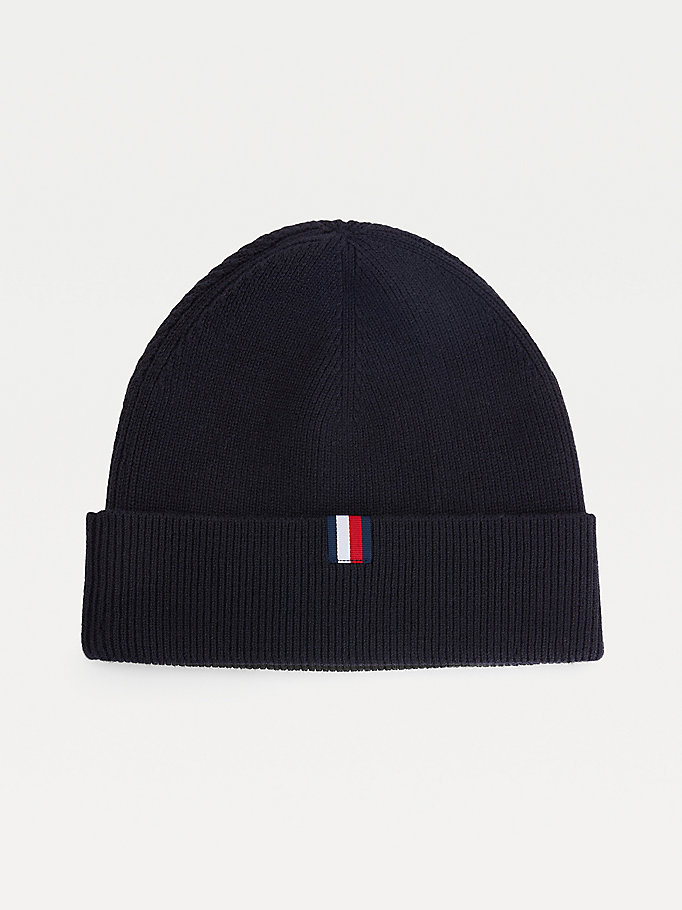 Tommy Hilfiger Uptown Wool Bomull Beanie Hatt Herre Blå | ARXWYL-396