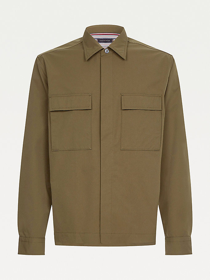 Tommy Hilfiger Utility Regular Fit Poplin Over Skjorte Herre Khaki | DULIZA-247