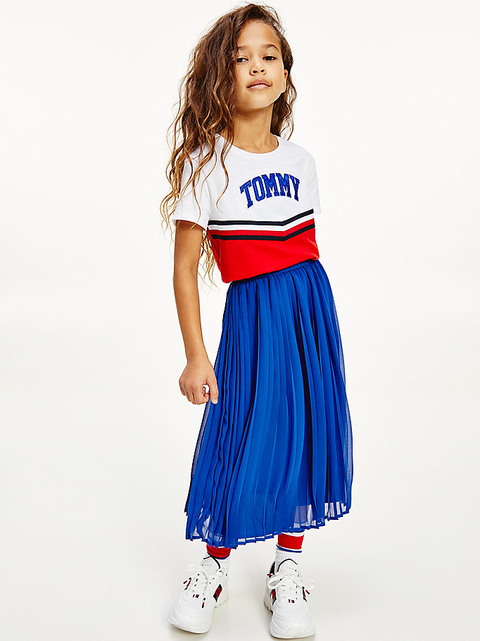 Tommy Hilfiger Varsity Logo Chevron T-skjorte Jente Hvite | RSDKZM-741