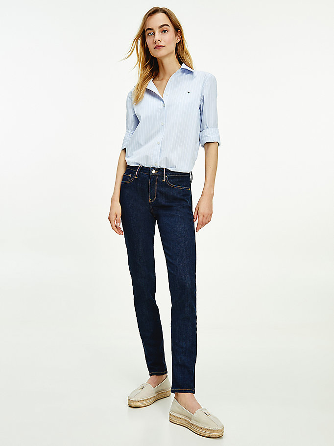 Tommy Hilfiger Venice Mid Rise Slim Jeans Dame Blå | ANCDWQ-765