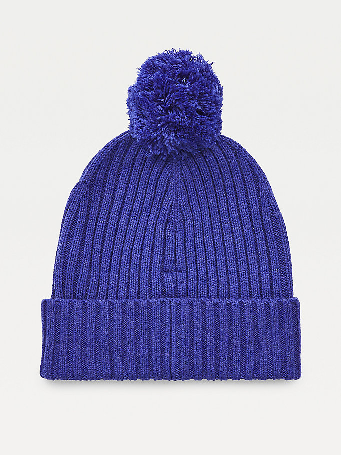 Tommy Hilfiger Wool Blend Pom Pom Beanie Hatt Gutt Lilla | RMSEOV-568